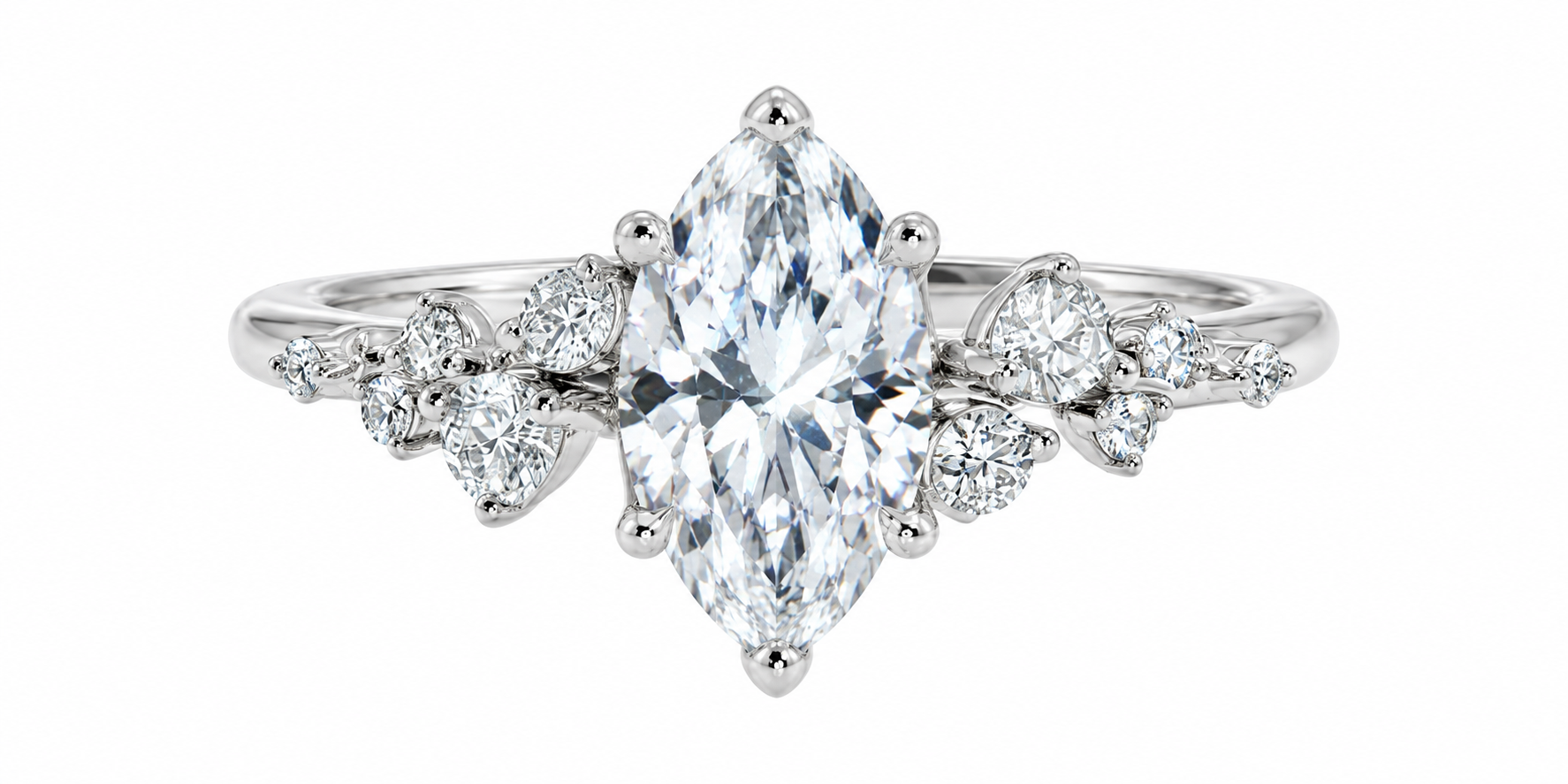 symphony ring - white gold - front view